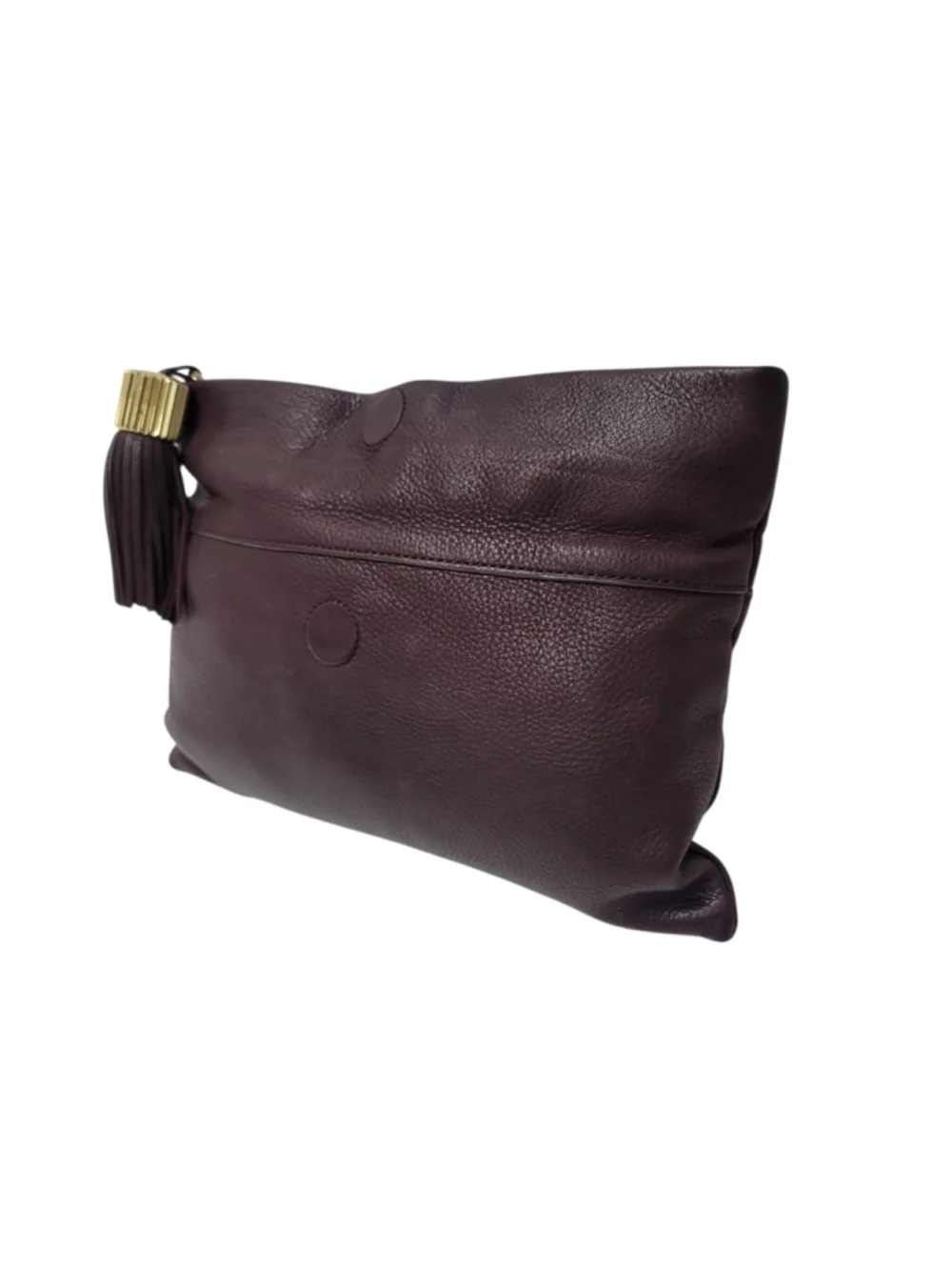 India Hicks Carmen Women's Clutch Leather Brown Tassel Top-Zip Purse Bag Pre-own